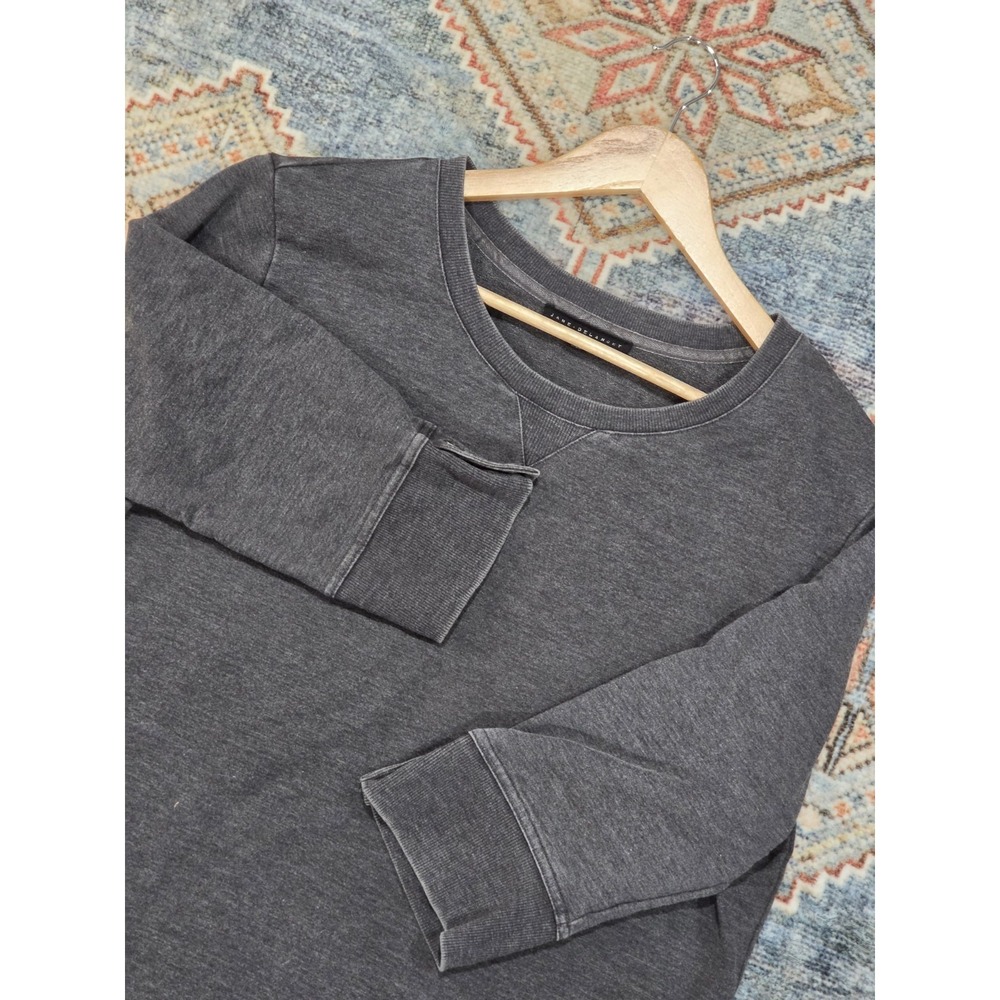 Jane Delancey Gray Crewneck Sweatshirt Women's Large 3/4 Sleeve Button Cuff...